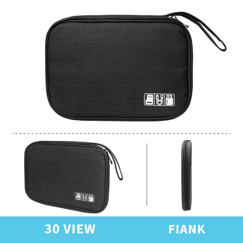 Cable Organizer - Electronics Organizer - Travel Bag - Cable Bag - Storage Bag - Charger - Power Bank - USB Stick - SD Card - Travel Accessories - Holiday - Office - Water-Repellent - Cable Management - Black - 1 Piece (Excluding Accessories)