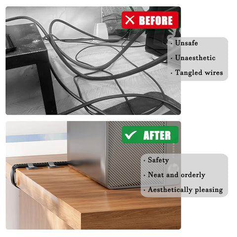 Cable Clips - Cable Management - Cable Organizer - Cable Holder - Self-Adhesive - Velcro - Cable Ties - Cord Clips - Desk Accessories - Cable Management - Cord Holder - Office - Gaming Setup - Cable Tie - Organize - Gray - 80 Pieces