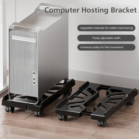 PC Stand with Wheels - Computer Holder - CPU Trolley - Mobile - PC Cart - Desktop Stand - Computer Case Holder - Gaming Setup - Office Supplies - Floor Stand - Computer Accessories - Adjustable Width - Black - 1 Piece