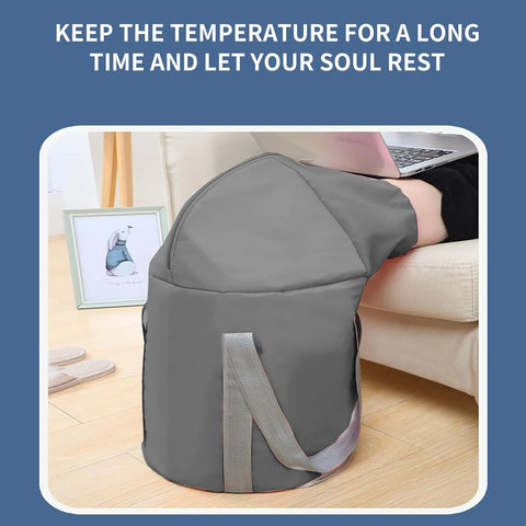 Foot Bath - Foot Bath - Foldable Bucket - Portable Water Bag - Collapsible Wash Basin - Wellness - Home Spa - Foot Warmer - High Edge - With Lid - Thermal Insulation - Travel and Camping - Waterproof - Gray - 1 Piece