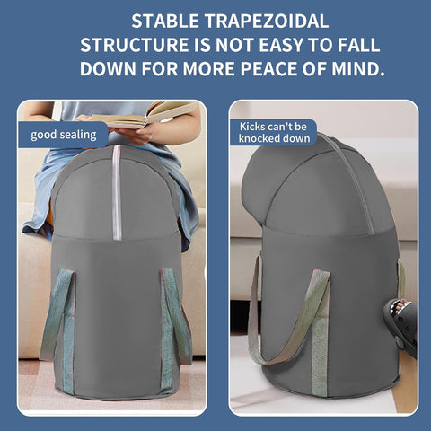 Foot Bath - Foot Bath - Foldable Bucket - Portable Water Bag - Collapsible Wash Basin - Wellness - Home Spa - Foot Warmer - High Edge - With Lid - Thermal Insulation - Travel and Camping - Waterproof - Gray - 1 Piece