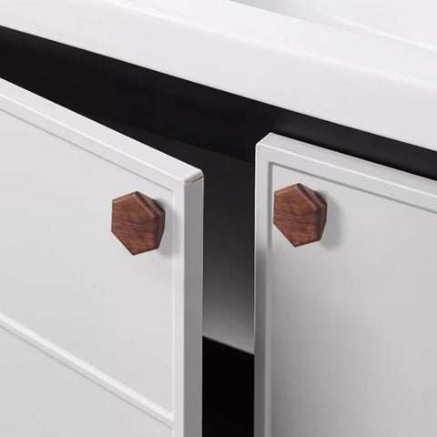Furniture Knobs - Drawer Knobs - Cabinet Knobs - Furniture Handles - Kitchen Handles - Door Handles - Cabinet Handles - Furniture Hardware - Kitchen Hardware - Handles - Walnut - Wood - Wooden - Hexagon - Hexagon - Geometric - Design - Walnut - Set of 4