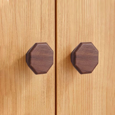 Furniture Knobs - Drawer Knobs - Cabinet Knobs - Furniture Handles - Kitchen Handles - Door Handles - Cabinet Handles - Furniture Hardware - Kitchen Hardware - Handles - Walnut - Wood - Wooden - Octagon - Octagon - Geometric - Design - Walnut - Set of 4