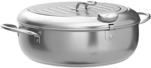 Deep fryer - Tempura pan - 24 cm - Stainless steel pan - Kitchen accessories - Japanese deep fryer - Induction deep fryer - Deep fryer - Cooking pot - Stainless steel pan - Large deep fryer - Kitchen utensils - Household - Silver - 1 piece
