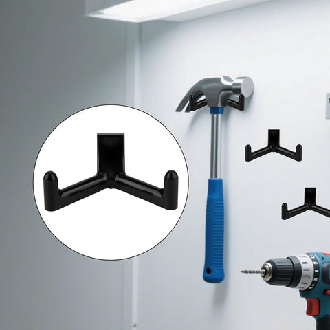 Allecta - Tool Hooks for Garden Shed - Storage Accessories for Shovels and Rakes - Set of 3 (Black)
