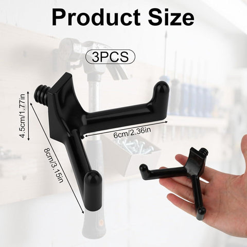 Allecta - Tool Hooks for Garden Shed - Storage Accessories for Shovels and Rakes - Set of 3 (Black)