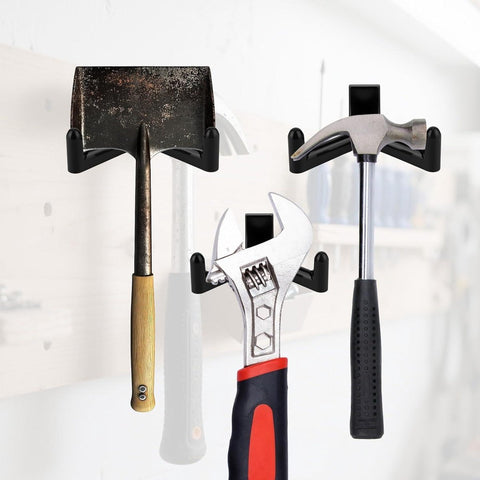 Allecta - Tool Hooks for Garden Shed - Storage Accessories for Shovels and Rakes - Set of 3 (Black)