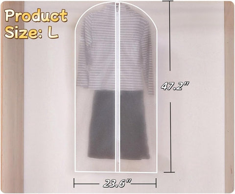 5-piece - Garment bag - dust bag - dust cover - clothing storage bag - central zipper - storage accessories - suitable for wardrobe storage and travel - white - 60*120 cm
