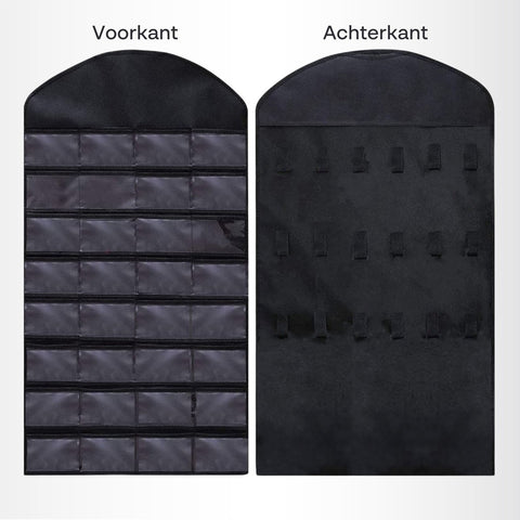 Aerend - Jewelry organizer - Double-sided hanging and transparent jewelry stand - Storage accessories - Over-the-door storage bag in black - For necklaces, earrings, sunglasses, rings, makeup