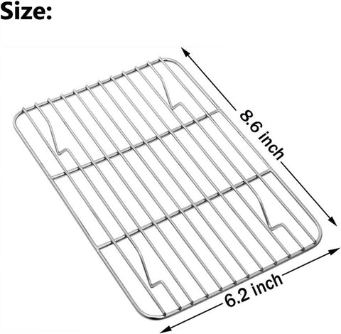 1 Pack High Strength Stainless Steel Grill Racks,QZS Nonstick Roasting Racks,Rectangle Wire Net Rack,Kitchen Baking Rack,Nonstick Wire Grill Net,for Picnic Camping Barbeque Party 11"x 9 8"×6"×0.6"