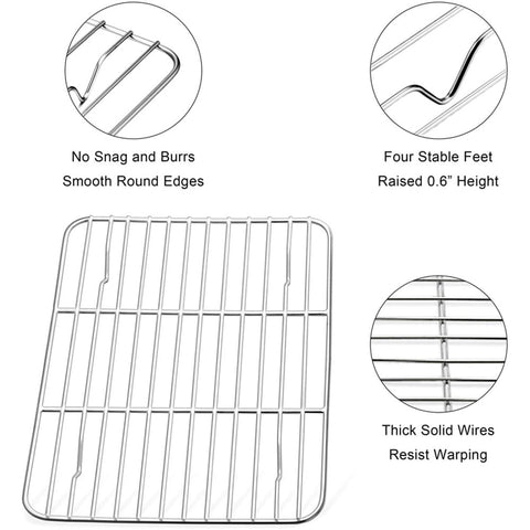 1 Pack High Strength Stainless Steel Grill Racks,QZS Nonstick Roasting Racks,Rectangle Wire Net Rack,Kitchen Baking Rack,Nonstick Wire Grill Net,for Picnic Camping Barbeque Party 11"x 9 8"×6"×0.6"