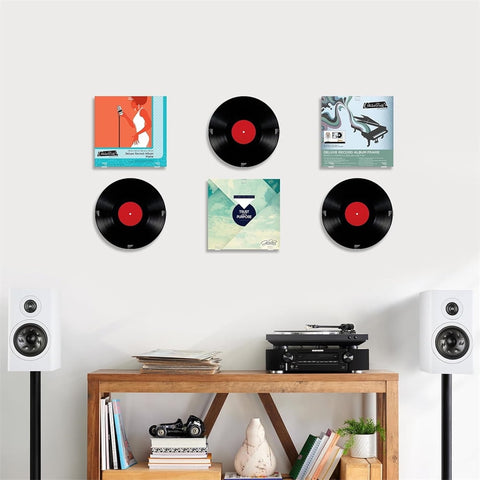 No Drill Vinyl Record Wall Mount Display Shelf,Clear Acrylic Vinyl Holder,Wall Mount Album Storage Shelves,Self Adhesive Wall Hangers Holder,for Home Office Living Room Decor 18 Pcs