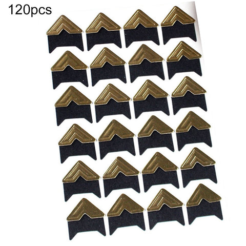 opvise 120Pcs Self-Adhesive Photo Frame Corner Sticker Craft Scrapbook Album Decor Silver Gold