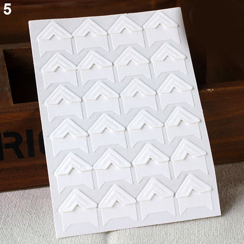 opvise 120Pcs Self-Adhesive Photo Frame Corner Sticker Craft Scrapbook Album Decor Silver