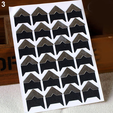 opvise 120Pcs Self-Adhesive Photo Frame Corner Sticker Craft Scrapbook Album Decor Silver White