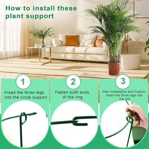 Tutuviw 3 Pcs Garden Plant Support Rings for Potted Plant,9x11in Round Metal Plant Stakes Rings,Garden Plant Support Brace,Peony Cages Support Stakes Ring,Plant Support Stakes for Indoor Outdoor 9"