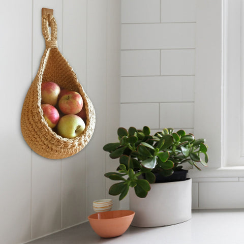 Hanging Wall Basket, Teardrop Hanging Baskets with Hanging Ring for Home Indoor Decoration, Hanging Plant Pot Holder, Vegetable Fruit Storage Baskets for Kitchen Wall Restaurant Balcony Garden D