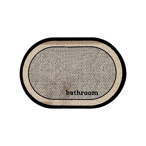 Thin Bath Mat, Super Absorbent Quick Dry Thin Bathroom Rugs, Elliptical Bath Antis-skids Mat, Fit Under Door, Non Slip Rubber Backed Mat, Washable Bathroom Floor Mats Black