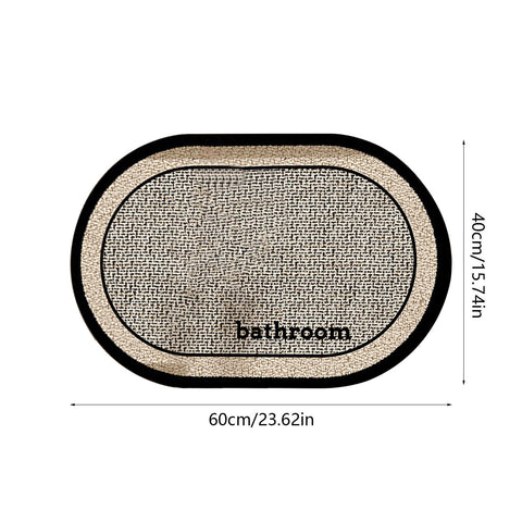 Thin Bath Mat, Super Absorbent Quick Dry Thin Bathroom Rugs, Elliptical Bath Antis-skids Mat, Fit Under Door, Non Slip Rubber Backed Mat, Washable Bathroom Floor Mats Black