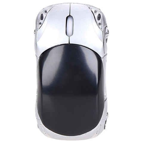 2.4G Wireless Mouse, Cute Car Mouse, 2.4G Wireless (10m Range) and USB Plug and Play, 1200DPI Optical Tracking, for PC Computer Laptop Tablet, with LED Light Silver