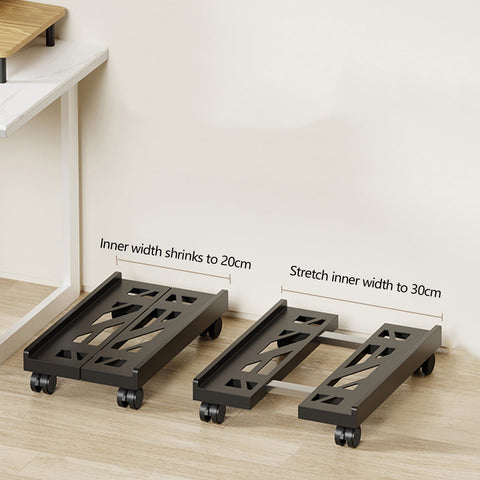 Adjustable Mobile CPU Stand, Ventilated Computer Tower Stand with 4 Caster Wheels, for PC Tower, Under Desk CPU Holder, PC Floor Cart Computer Riser for Gamers Black