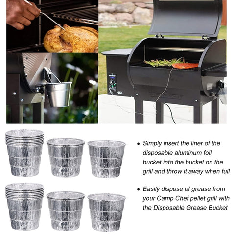 12 Pack Disposable Drip Grease Bucket Liners, Grill Drip Tray, Disposable Foil Liner for BBQ Drip Bucket