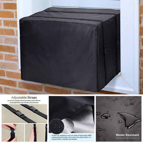 Cheers.US Window Air Conditioner Cover Outdoor, Outside Window AC Unit Cover Black Dust-Proof Waterproof AC Cover Outdoor Window AC Protection Cover S Beige