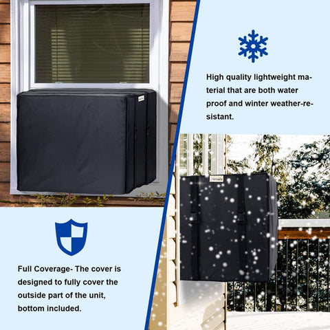 Cheers.US Window Air Conditioner Cover Outdoor, Outside Window AC Unit Cover Black Dust-Proof Waterproof AC Cover Outdoor Window AC Protection Cover XL Beige