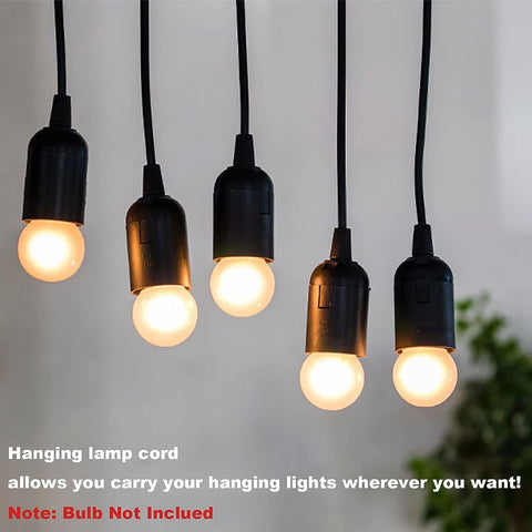 Plug in Hanging Light Kit, Retro Hanging Lights with Plug in Cord, E26 E27 Industrial Pendant Light Fixture, 5.9 FT Cord with On/Off Switch Hanging Lamp for Living Room Bedroom 2 Pack Black