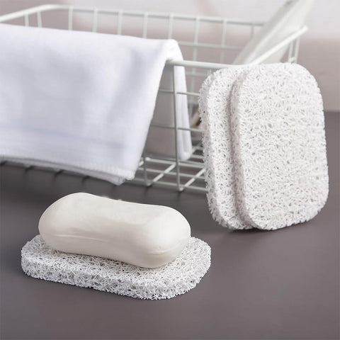Lierteer 5PCS Shower Soap Bar Saver Lift Holder Dish Sponge Rack Tray Fast Dry Non-Slip white
