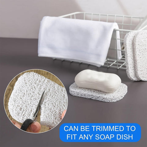 Lierteer 5PCS Shower Soap Bar Saver Lift Holder Dish Sponge Rack Tray Fast Dry Non-Slip white