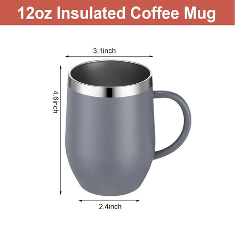 12oz Insulated Coffee Mug with Handle Stainless Steel Insulated Coffee Mug Double Wall Vacuum Travel Mug Tumbler Cup with Sliding Lid Travel Coffee Cup Thermal Cup Yellow