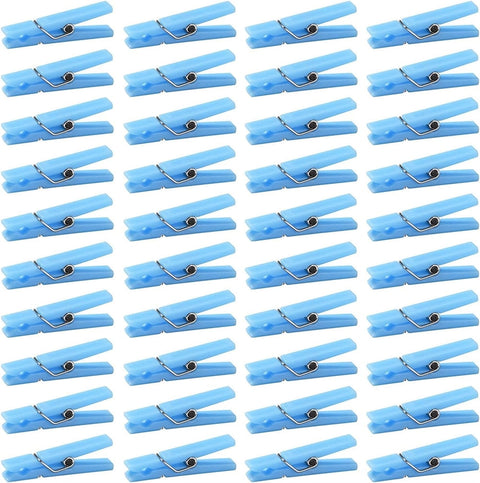 Tutuviw 100Pcs Blue Clothes Pins for Baby Shower Game Mini Premium Plastic Clothespins Small Baby Shower Decorations for Party Gender Reveal Game DIY Blue