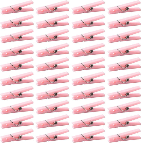 Tutuviw 100Pcs Blue Clothes Pins for Baby Shower Game Mini Premium Plastic Clothespins Small Baby Shower Decorations for Party Gender Reveal Game DIY Pink