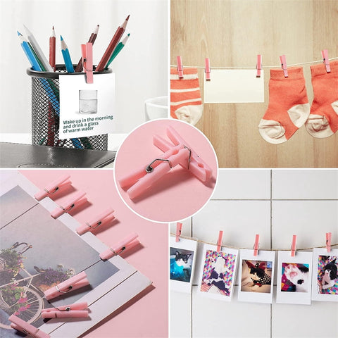 Tutuviw 100Pcs Blue Clothes Pins for Baby Shower Game Mini Premium Plastic Clothespins Small Baby Shower Decorations for Party Gender Reveal Game DIY Pink