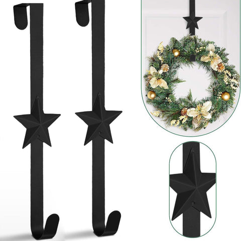 Chmadoxn 15 Inch Wreath Hanger for Front Door Decoration, Long Metal Halloween Christmas Wreath Decoration Hook, Over The Door Single Hook Door Hook for Hanging Clothes Towels Coats 14.7" Silver