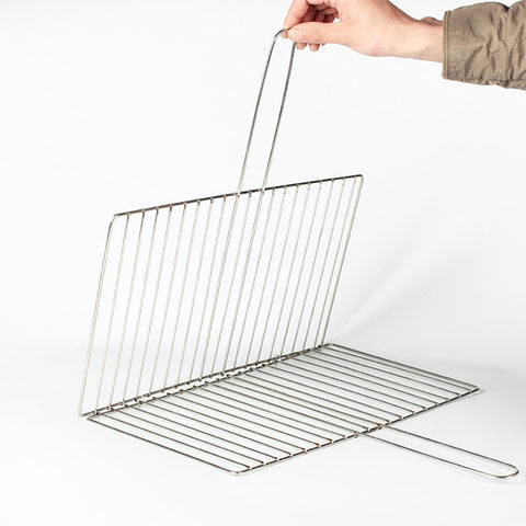 Kdkad Fish Grilling Basket, BBQ Grilling Basket, Folding Portable Stainless Steel BBQ Grill Basket for Fish Vegetables Shrimp with Handle 15×9.4 in Silver