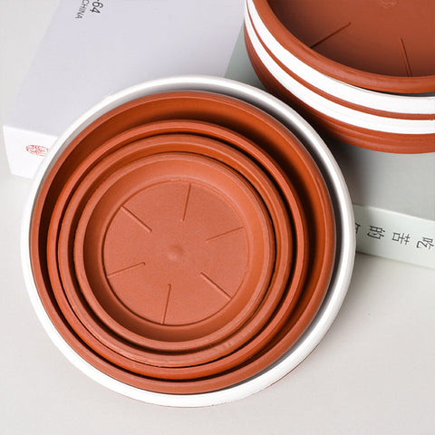 Darzheoy 6 Pack Plant Saucer Tray 3.6 inch, Heavy Duty Plastic Pot Plant Drip Trays Saucers for Indoors Outdoor, Plant Water Tray for Planters 4" Brown