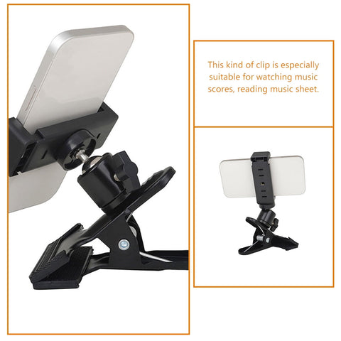 HOOWIFFY Guitar Phone Mount Metal Holder Black for Music Scores and Video Recording 2Pcs