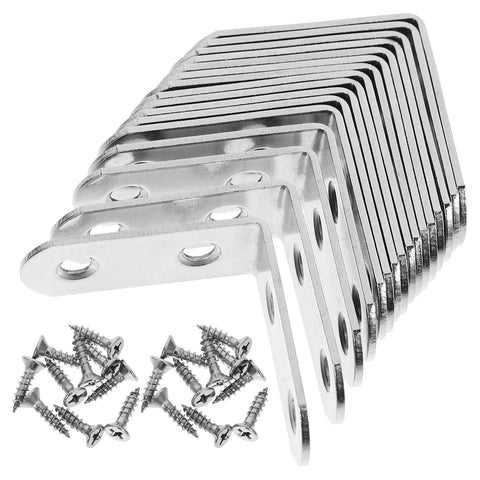 WHAMVOX 16 Sets Angle Brackets for Shelves 90 Degree Corner Brace Braces Silver