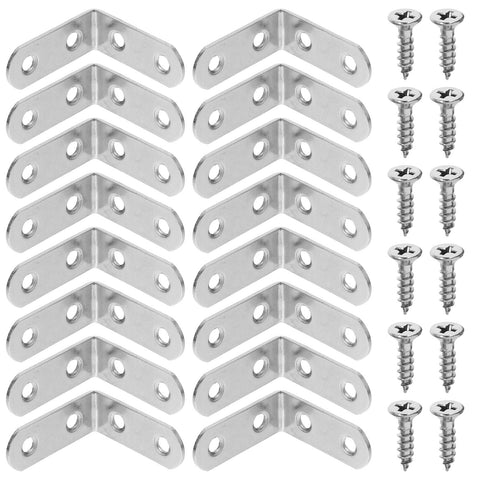 WHAMVOX 16 Sets Angle Brackets for Shelves 90 Degree Corner Brace Braces Silver