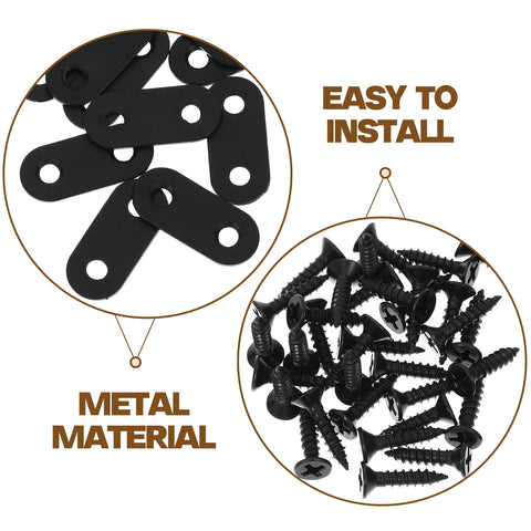 WHAMVOX 16 Sets Flat Corner Braces Straight Mending Plates Metal Fixing Corner Brace with Screws