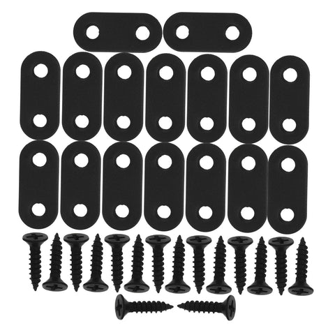WHAMVOX 16 Sets Flat Corner Braces Straight Mending Plates Metal Fixing Corner Brace with Screws