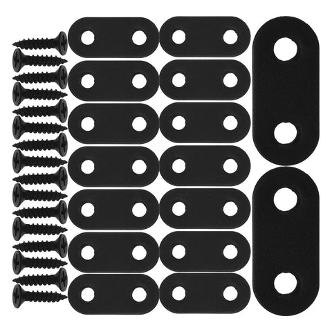 WHAMVOX 16 Sets Flat Corner Braces Straight Mending Plates Metal Fixing Corner Brace with Screws