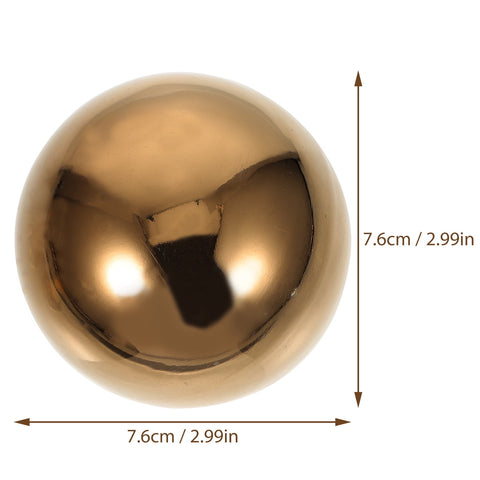 HOOWIFFY 3pcs Golden Stainless Steel Hollow Spheres Reflective Garden Ornaments Outdoor Yard Decor