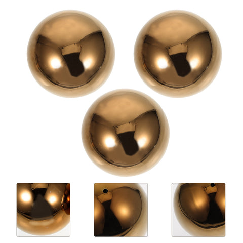 HOOWIFFY 3pcs Golden Stainless Steel Hollow Spheres Reflective Garden Ornaments Outdoor Yard Decor