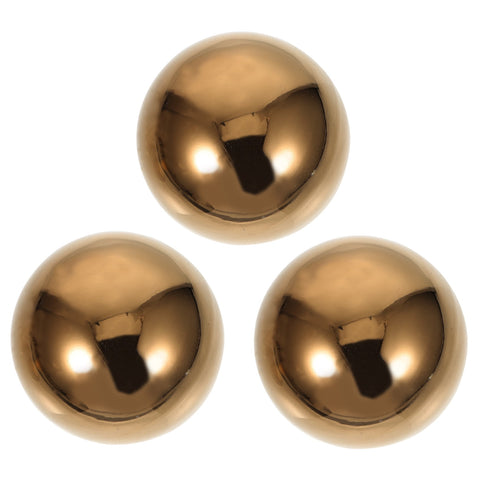 HOOWIFFY 3pcs Golden Stainless Steel Hollow Spheres Reflective Garden Ornaments Outdoor Yard Decor