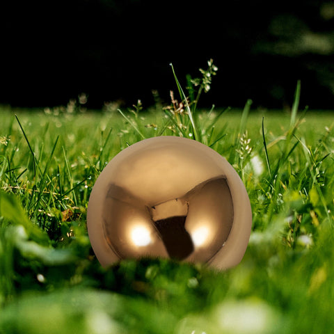 HOOWIFFY 3pcs Golden Stainless Steel Hollow Spheres Reflective Garden Ornaments Outdoor Yard Decor
