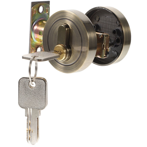 HOOWIFFY Durable Golden Deadbolt Lock Single Cylinder with Key for Home Use