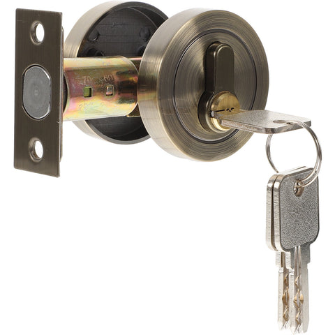 HOOWIFFY Durable Golden Deadbolt Lock Single Cylinder with Key for Home Use